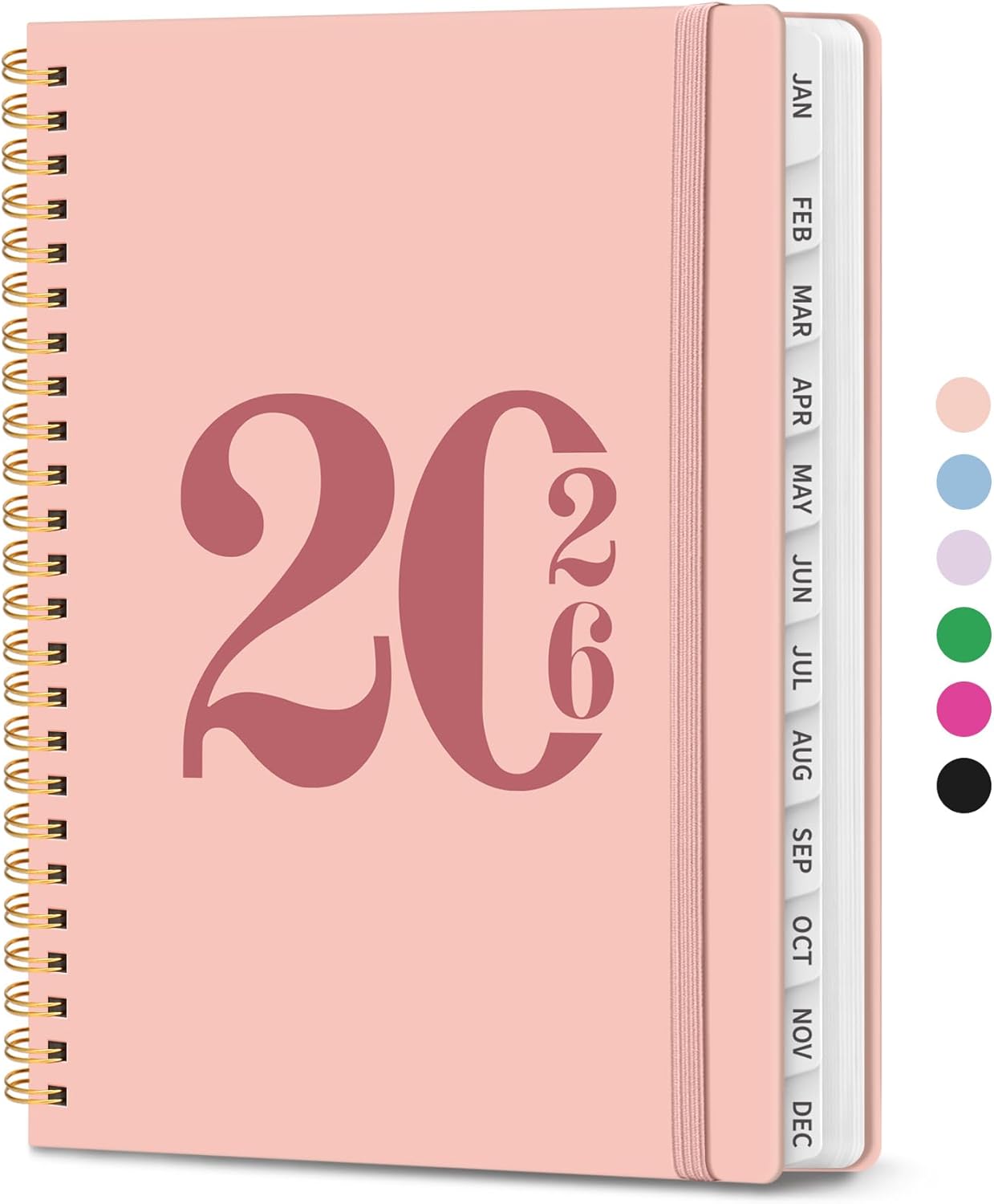 2026 Planner, Weekly and Monthly Calender Planner, Jan 2026 to Dec 2026, Hardcover 2026 Calendar Book with Tabs & Inner Pocket, Office Home School Supplies for Women & Men - A5 (6.3" x 8.5"), Pink