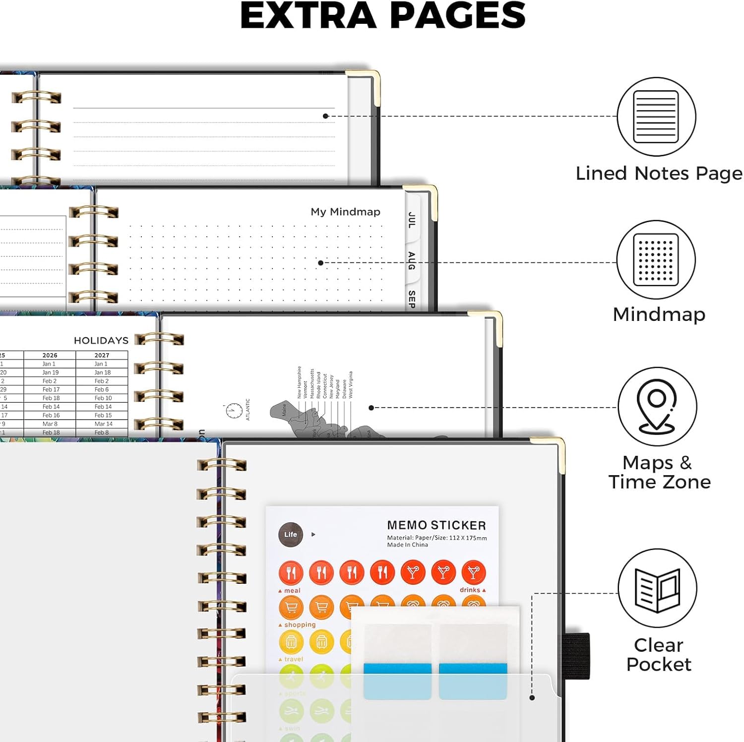 AHGXG 2026 Planner, Weekly and Monthly Planner for Women, Jan 2026 - Dec 2026, Medium Size (5.7" x 8.3"), Calendar 2026, Hardcover with Monthly Tabs, Spiral-Bound, 100 GSM Thick Paper, Colourful Tree - Image 7