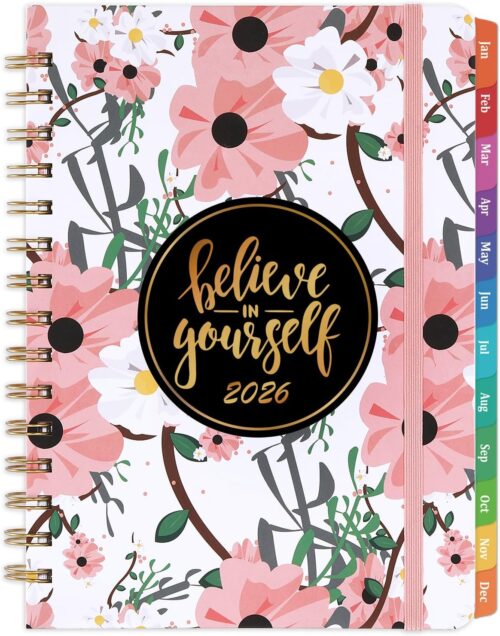 2026 Planner - Weekly & Monthly Planner 2026 with Tabs, 6.4" x 8.5", Jan 2026 - Dec 2026, Hardcover, Strong Binding, Thick Paper, Back Pocket, Elastic Closure, Inspirational Quotes