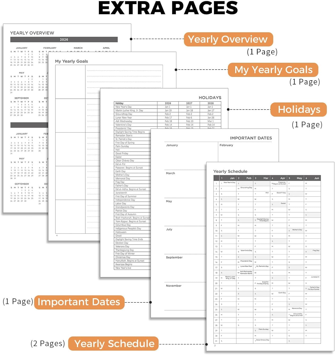 AHGXG 2026 Planner, Weekly and Monthly Planner for Women, Jan 2026 - Dec 2026, Medium Size (5.7" x 8.3"), Calendar 2026, Hardcover with Monthly Tabs, Spiral-Bound, 100 GSM Thick Paper, Colourful Tree - Image 6