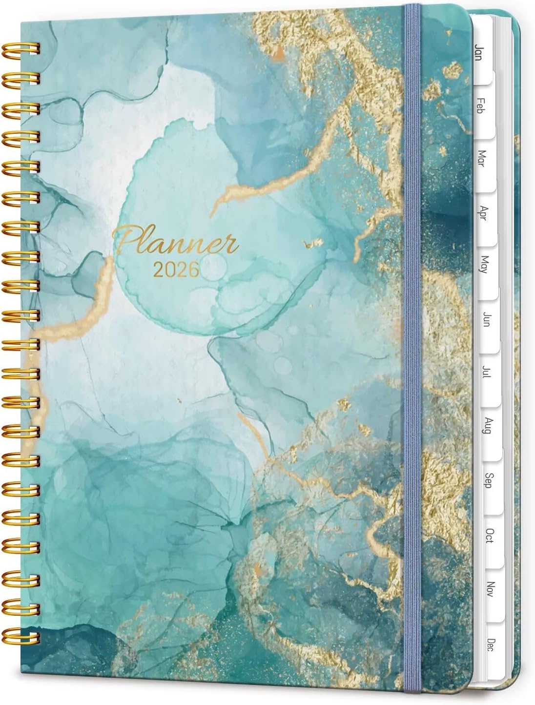 2026 Planner, A5 Weekly and Monthly Planners with Tabs, Spiral Bound Daily Calendar 2026 Planner, Agenda Organizers from Jan. to Dec., Hardcover Habit Tracker Journal 6.18" x 8.5"(Cyan Marble) - Image 13