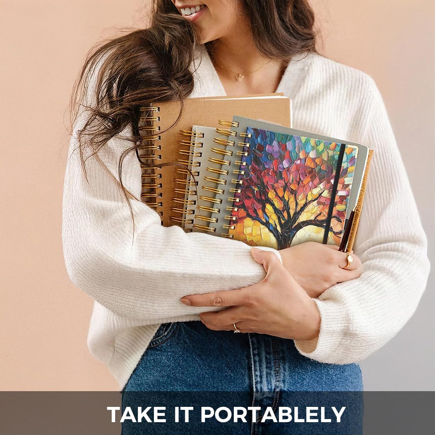 AHGXG 2026 Planner, Weekly and Monthly Planner for Women, Jan 2026 - Dec 2026, Medium Size (5.7" x 8.3"), Calendar 2026, Hardcover with Monthly Tabs, Spiral-Bound, 100 GSM Thick Paper, Colourful Tree - Image 2