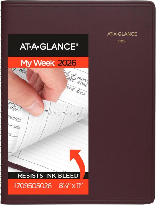 AT-A-GLANCE 2026 Appointment Book Planner, Weekly, 8-1/4" x 11", Large, Winestone (709505026)