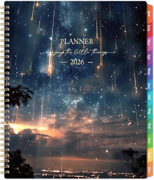 2026 Planner - Planner 2026, 2026 Planner weekly and monthly, January 2026 - December 2026, 8.5" x 11", 2026 Calendar Planner with Colourful Tabs, Inner Pocket, Premium Paper, Twin-wire Binding - Galaxy