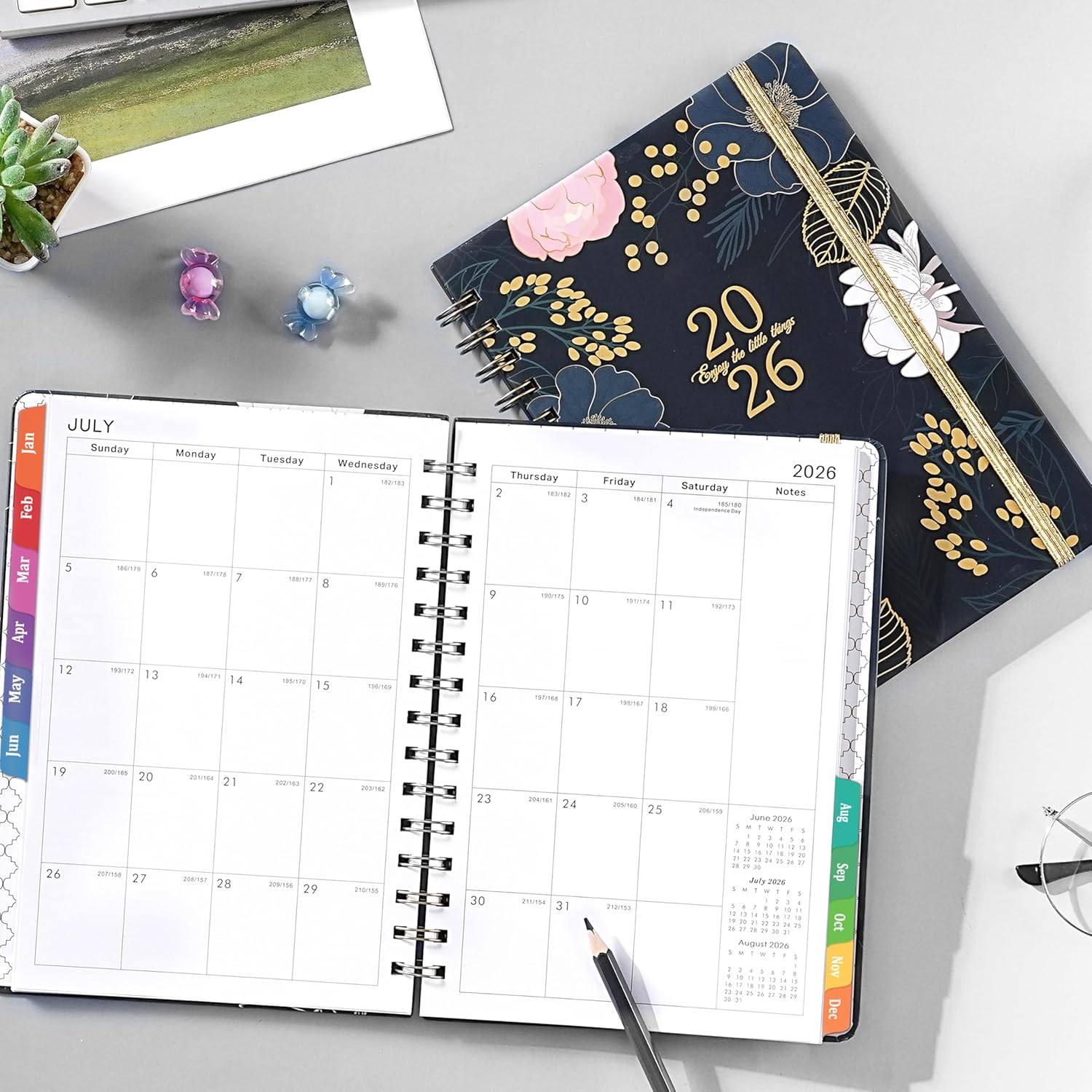 2026 Planner - 2026 Planner Weekly and Monthly, Jan 2026 - Dec 2026, Calendar Planner with Monthly Tabs, 6.4" x 8.5", Twin-Wire Binding, Thick Paper, Inner Pocket, Holidays - Image 2