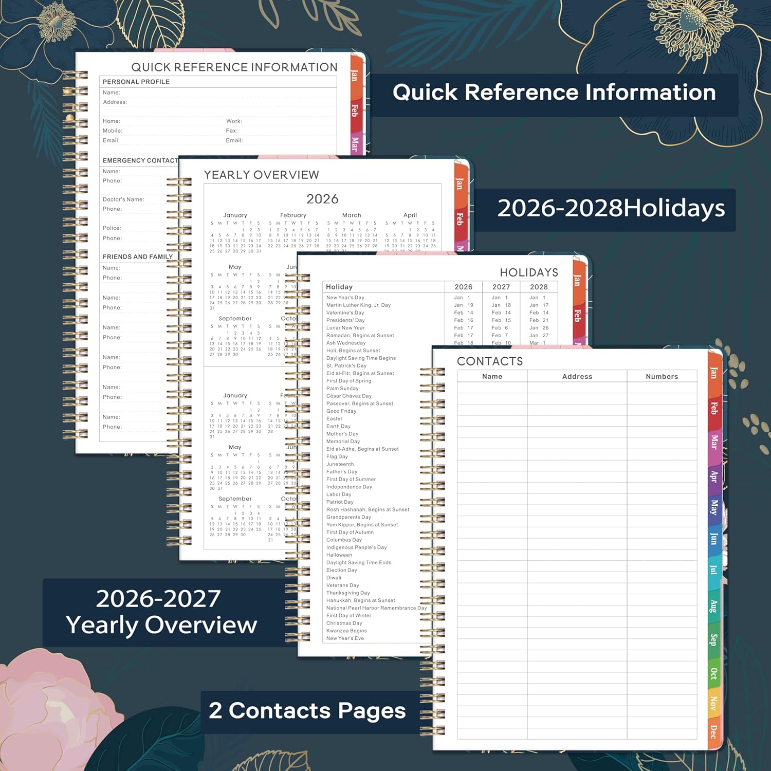 2026 Planner - 2026 Planner Weekly and Monthly, Jan 2026 - Dec 2026, Calendar Planner with Monthly Tabs, 6.4" x 8.5", Twin-Wire Binding, Thick Paper, Inner Pocket, Holidays - Image 5