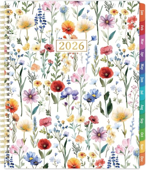 2026 Planner - Jan. 2026 - Dec. 2026, 8.5" x 11" Planner Weekly and Monthly, Calendar Planner 2026 with 12 Monthly Tabs, Cardboard Cover, Back Pocket