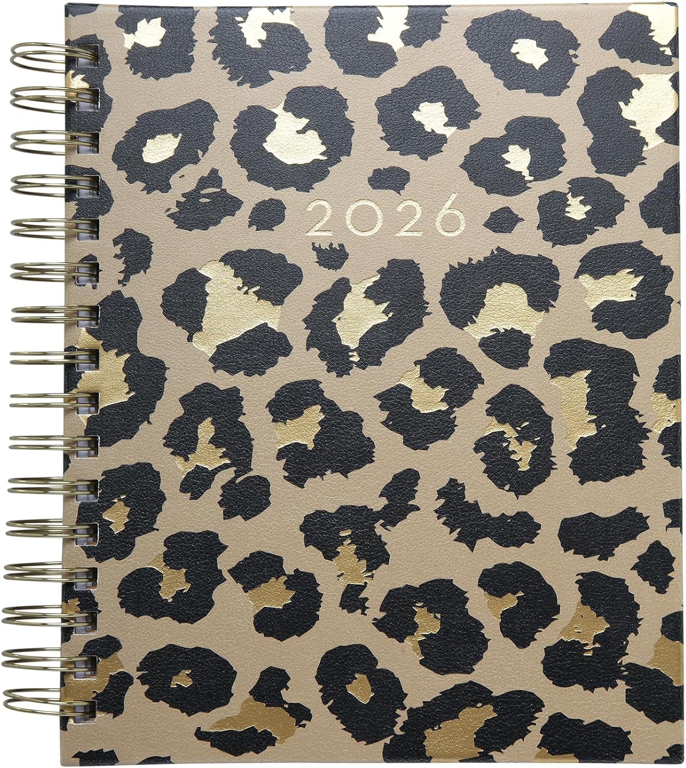 WORLD TRAVELER 2026 Planner Weekly and Monthly - 7'' x 8.75'' Hard Cover January December Spiral Daily Planner 2026 To Do List, Size 7X8.75, Brown Cheetah Print