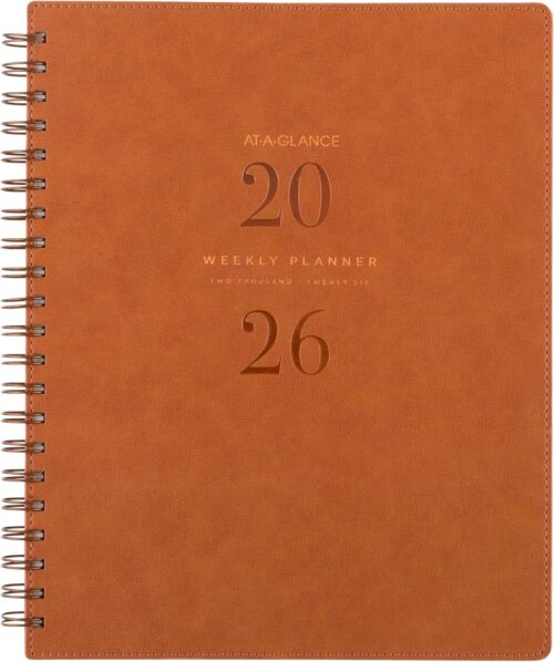 AT-A-GLANCE 2026 Planner, Weekly & Monthly, 8.5" x 11", Large, Signature, Distressed Brown (YP9050926)