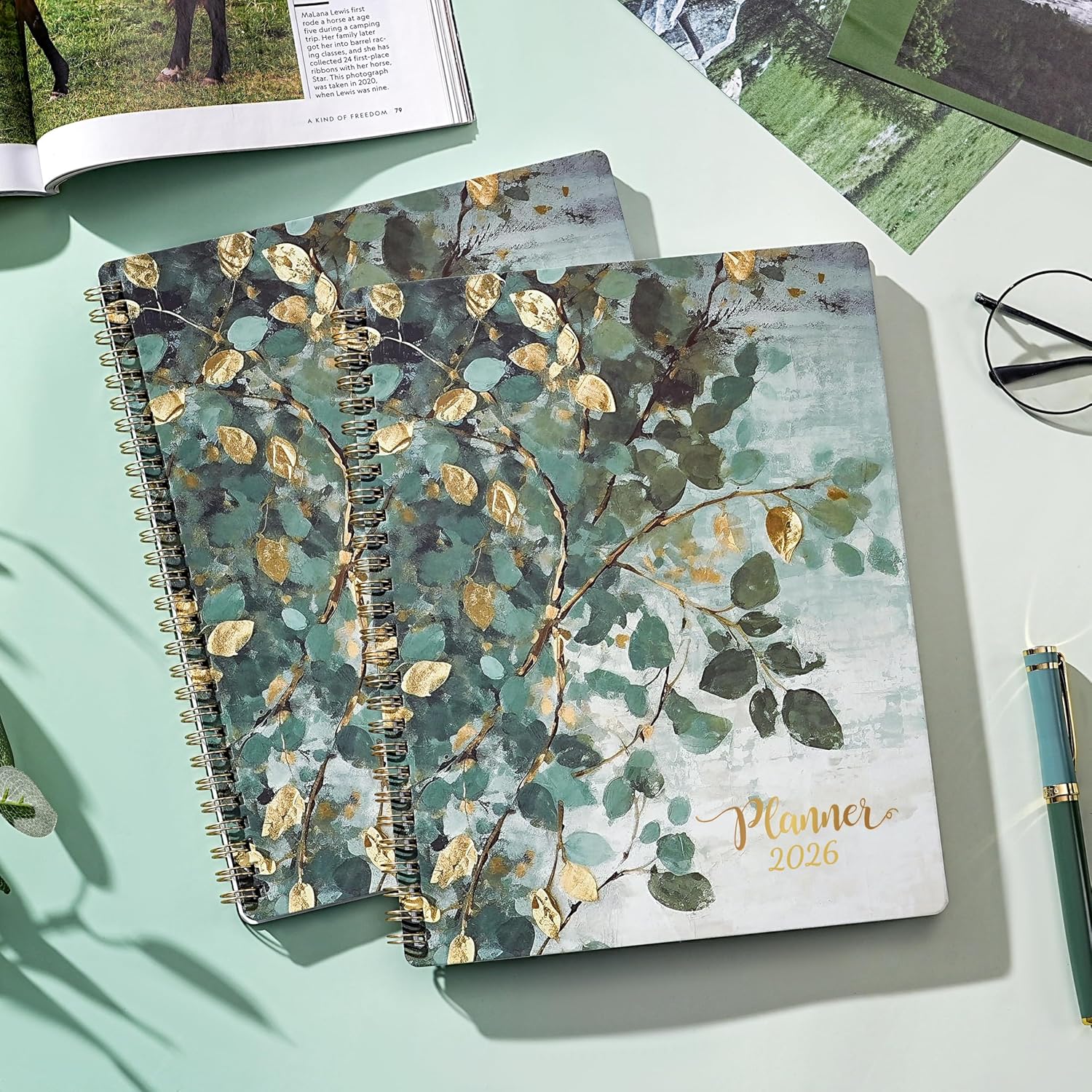 2026 Planner - Planner 2026 Weekly and Monthly, 9''x11'', Jan. 2026 - Dec. 2026, 2026 Weekly and Monthly Planner, Tabs, Pocket, Twin-wire Binding - Art Leaves - Image 8