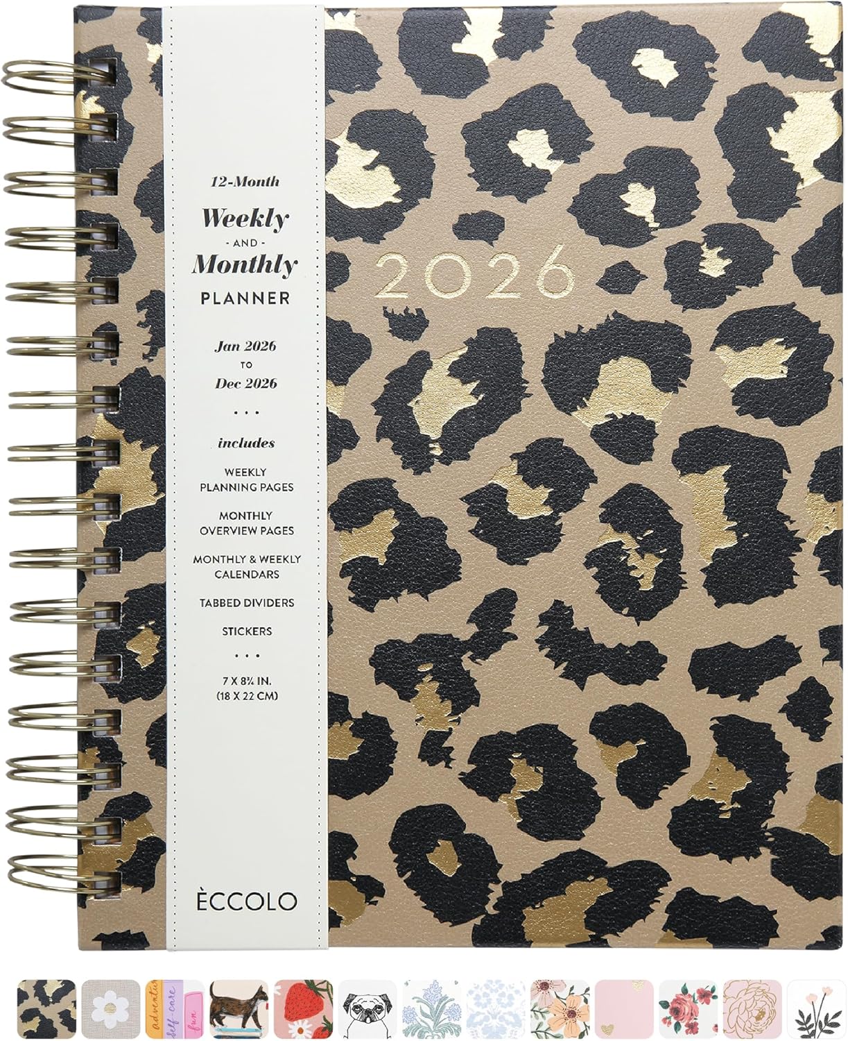 WORLD TRAVELER 2026 Planner Weekly and Monthly - 7'' x 8.75'' Hard Cover January December Spiral Daily Planner 2026 To Do List, Size 7X8.75, Brown Cheetah Print - Image 3