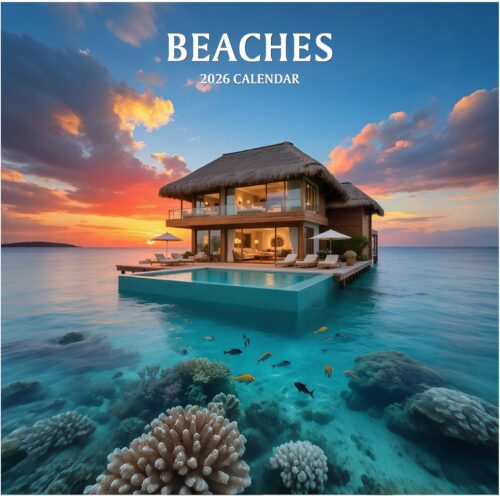 2026 Wall Calendar, 12 Months Beaches Calendar 2026 (January-December), 12" x 24" Opened, Nature Landscape Planner for Organizing & Planning, Office, Teacher and Home Supplies, Giftable