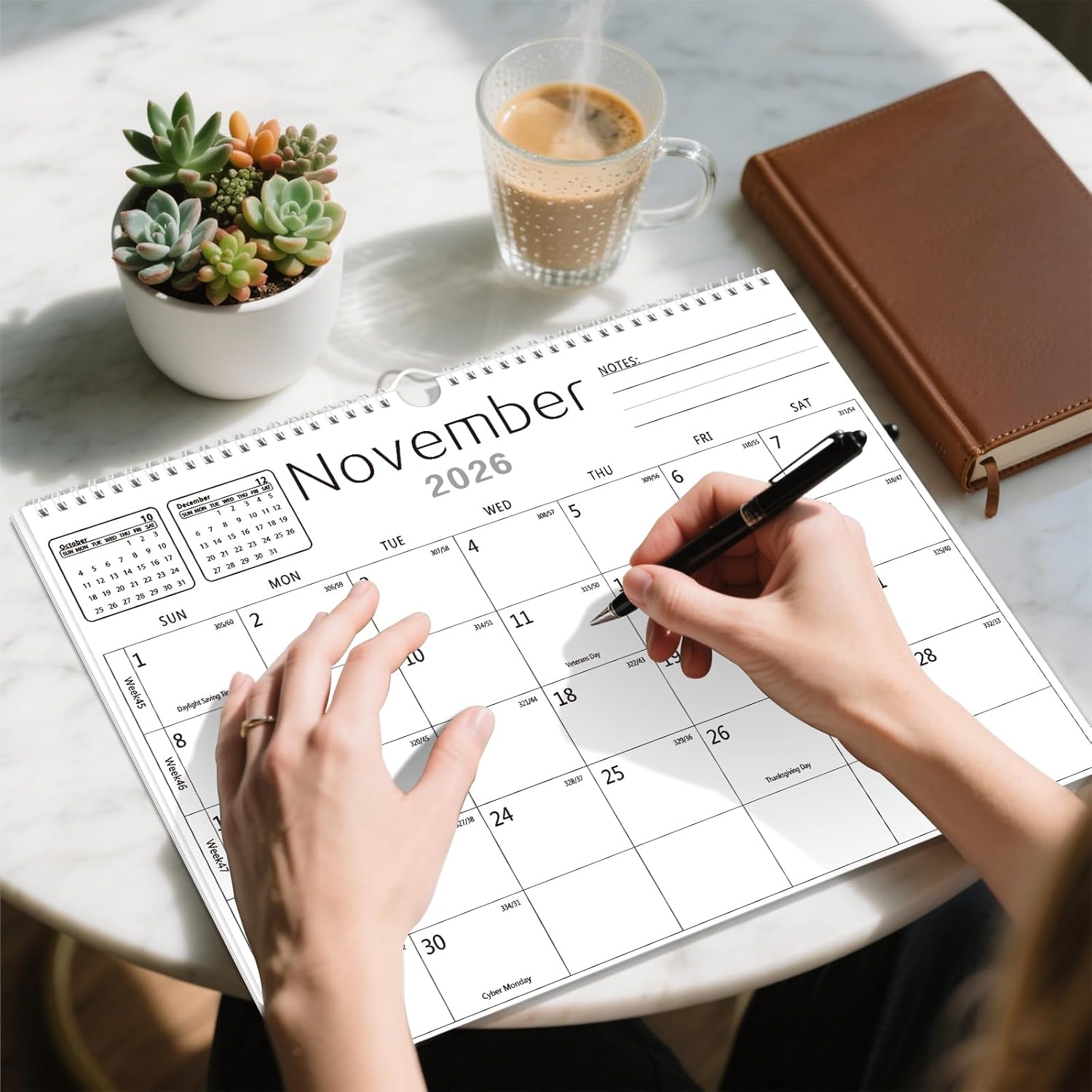 MZD8391 Calendar 2026-2027, Wall Calendar 2026-2027 From January 2026 To June 2027 18 Months, 14.7" x 11" Paper Calendars with Julian Date and Blank Block for New Year Christmas Gifts - Image 2