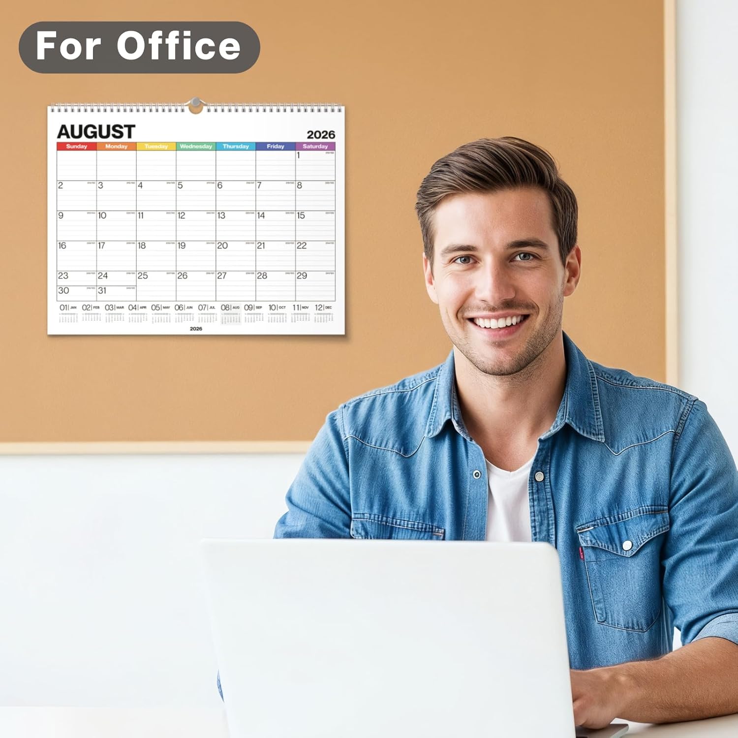 Dunwell 12x15 Wall Calendar 2026 (Colorful), Use Jan to Dec 2026, Large Lined 12 x 15 Monthly Calendar, Professional Styling for Home or Office, Premium Paper - Image 2