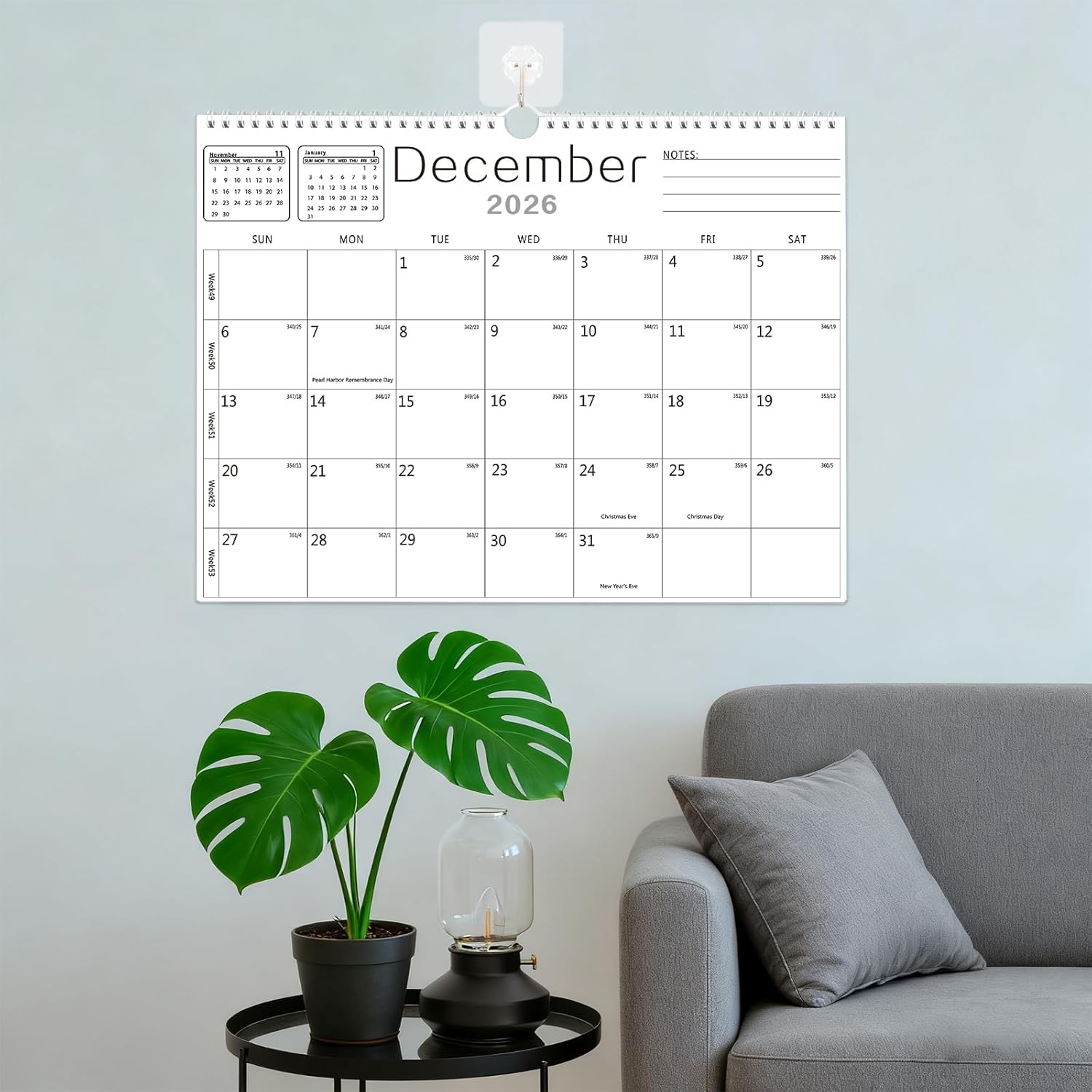MZD8391 Calendar 2026-2027, Wall Calendar 2026-2027 From January 2026 To June 2027 18 Months, 14.7" x 11" Paper Calendars with Julian Date and Blank Block for New Year Christmas Gifts - Image 8