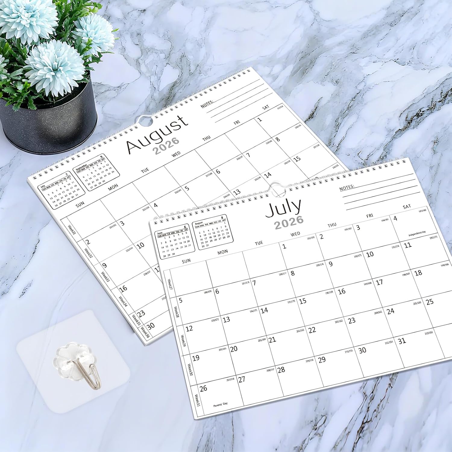 MZD8391 Calendar 2026-2027, Wall Calendar 2026-2027 From January 2026 To June 2027 18 Months, 14.7" x 11" Paper Calendars with Julian Date and Blank Block for New Year Christmas Gifts - Image 9