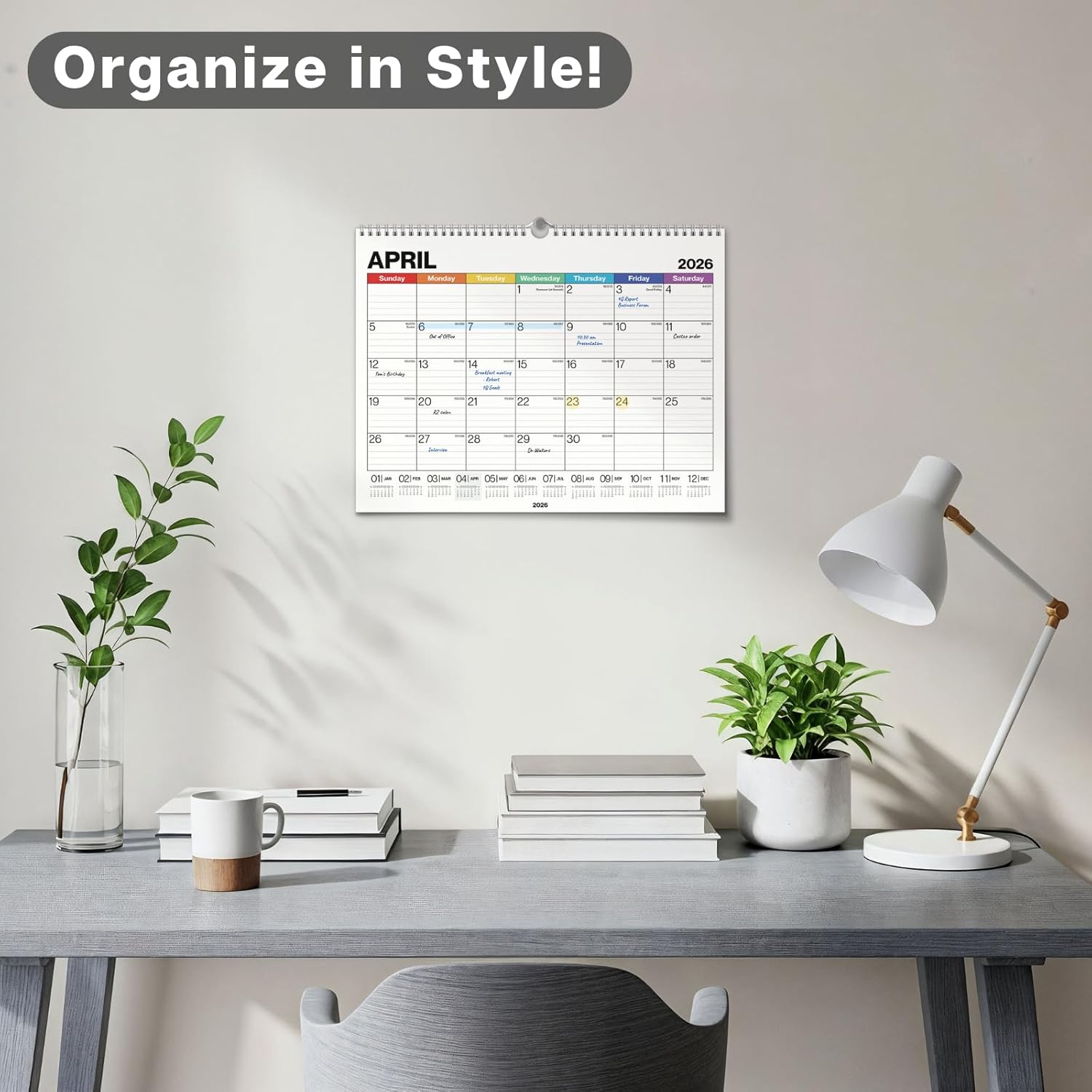 Dunwell 12x15 Wall Calendar 2026 (Colorful), Use Jan to Dec 2026, Large Lined 12 x 15 Monthly Calendar, Professional Styling for Home or Office, Premium Paper - Image 9