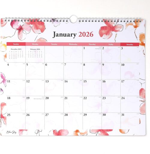 Blue Sky 2026 Monthly Wall Calendar, January 2026 - December 2026, Durable Twin Wire Binding, 15" x 12", Perfect For Home, Office And Classrooms, Lindley Multi