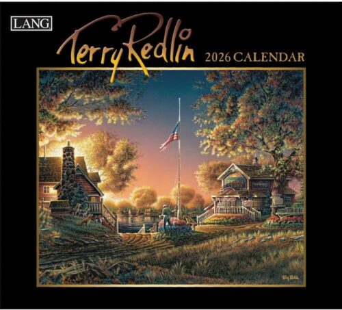 Lang Terry Redlin 2026 Wall Calendar u2013 12-Month Calendar with Stapled Binding, Linen-Embossed Americana Art by Terry Redlin, 13.4" × 12"
