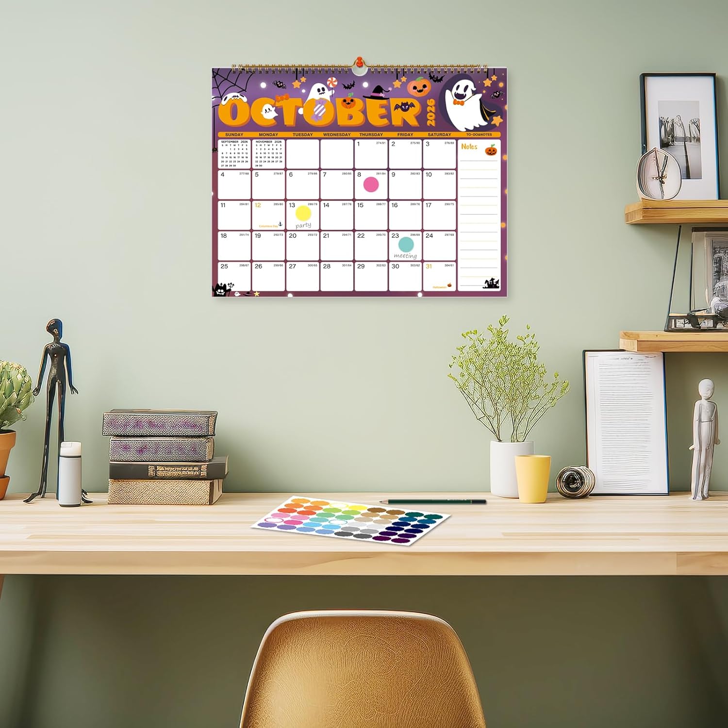 XISIDO 2026 Calendar, Wall Calendar 2026-2027, 18 Month Calendar January 2026 - June 2027, 14.8" X 11.5", Calendar with Twin-Wire Binding, Hanging Hook and Julian Dates (Seasonal Designs) - Image 7
