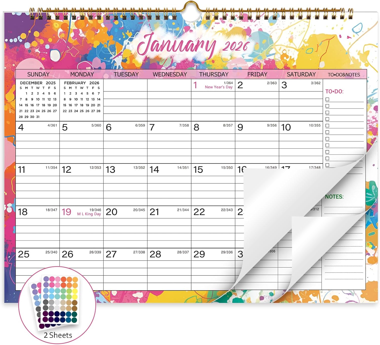 XISIDO 2026 Calendar, Wall Calendar 2026-2027, 18 Month Calendar January 2026 - June 2027, 14.8" X 11.5", Calendar with Twin-Wire Binding, Hanging Hook and Julian Dates (Seasonal Designs) - Image 8