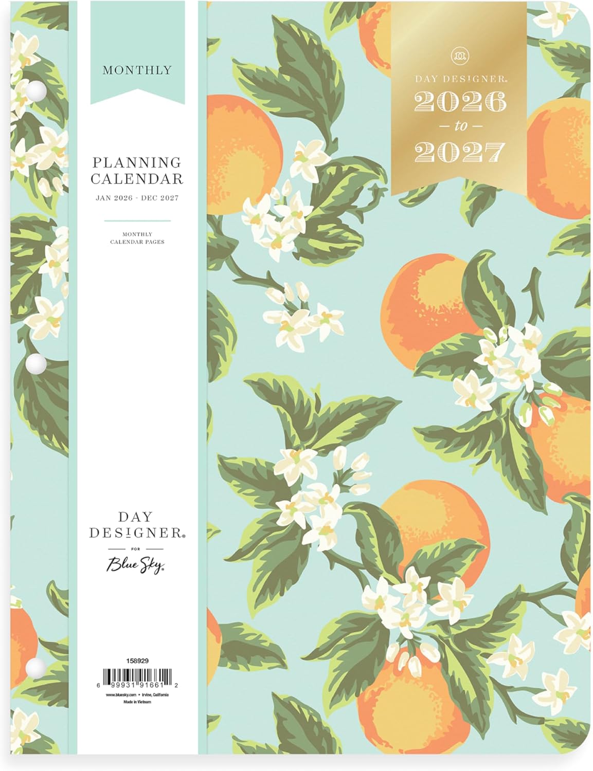 Blue Sky Day Designer 24 Month 2026 Monthly Planner Calendar, January 2026 - December 2027, 8.5" x 11", Flexible Cover, Stapled Binding, Orange Blossom Mint