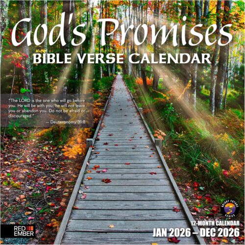 RED EMBER Christian Wall Calendar 2026 | God's Promises with Bible Verses | 12 Month | 12" x 24" Open | Thick & Sturdy Paper | Holiday Gift | Inspirational Religious Scripture Christian Calendar 2026