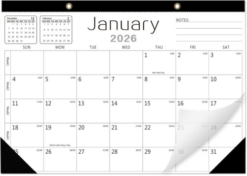 Wall Calendar -Desk Calendar 2026-2027 from Jan. 2026 to Jun. 2027,18 Months Calendar,12"×17"Thick Paper with festival Dates and Ruled Blocks for Home or Office New Year and Christmas Gifts